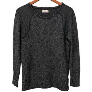 Nation LTD Crewneck Sweater XS/Small Dark Gray Marled Knit Long Sleeve Fisherman